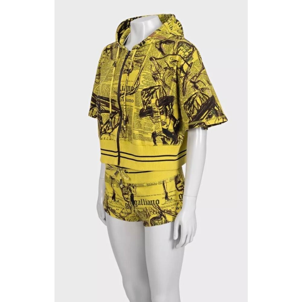 Galliano Vintage Yellow Printed Shorts Suit Set S - Picture 2 of 10